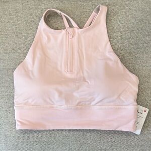 NWT Lululemon Energy High Neck LL Bra Zip In Flush Pink Size 4
